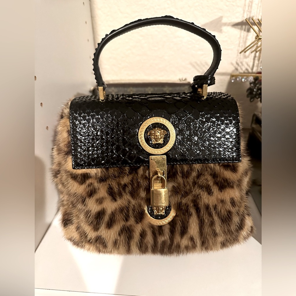 Authentic VINTAGE VERSACE REAL MINK and REAL PYTHON MINI